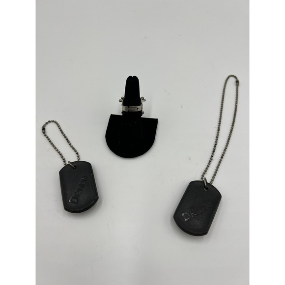 Skull Jewelry Set Gothic Biker Adjustable Ring Bracelet Necklace Dog Tag Cosplay - Picture 3 of 4